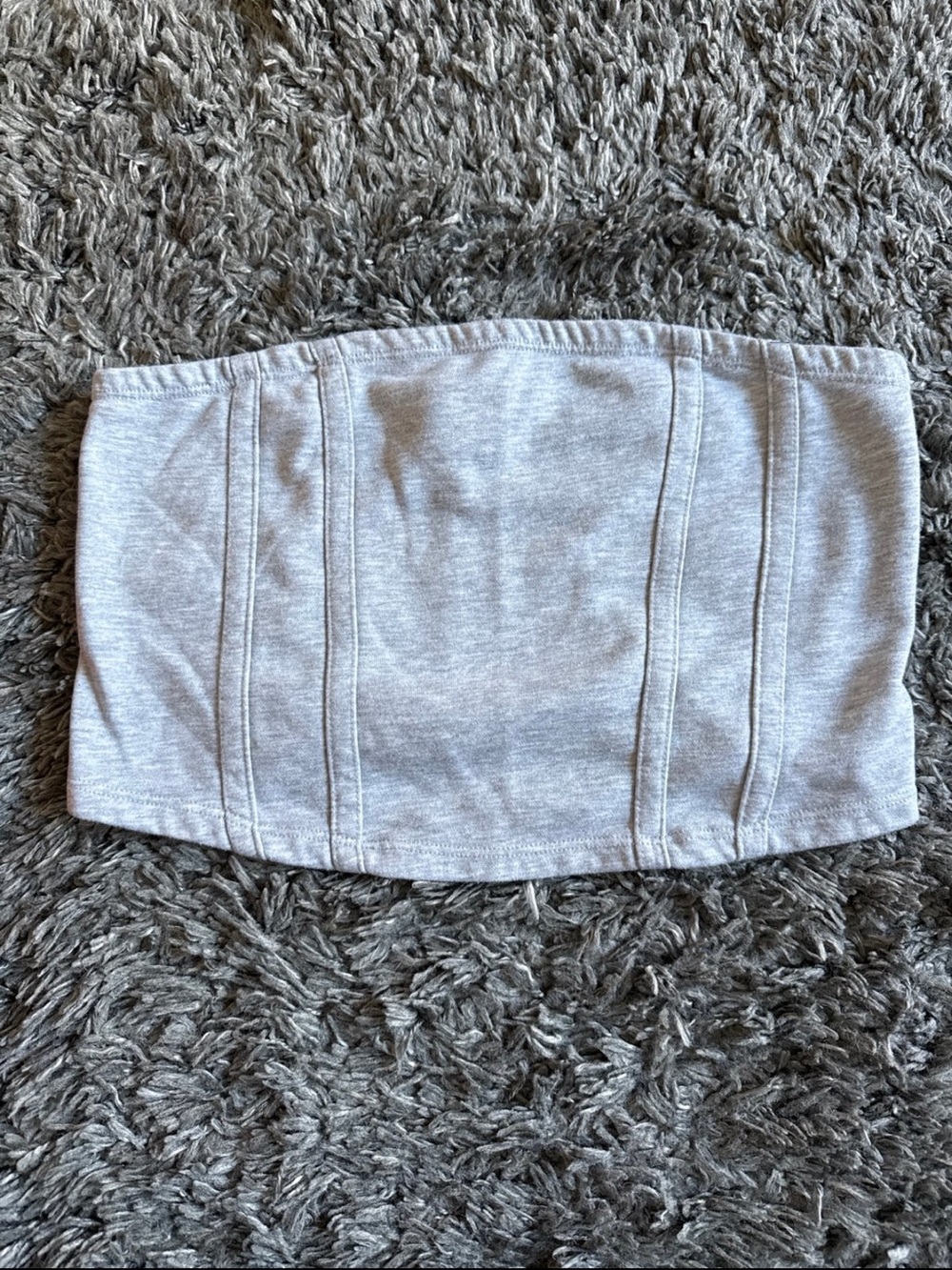 No Boundaries Light Gray Strapless Knit Crop Tube Top